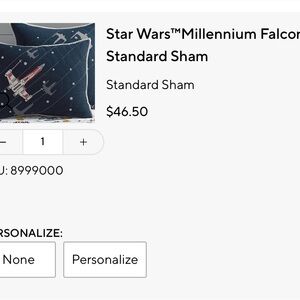 NWT 2 Pottery Barn Kids Star Wars Millennium Falcon Pillow Sham - Blue and White